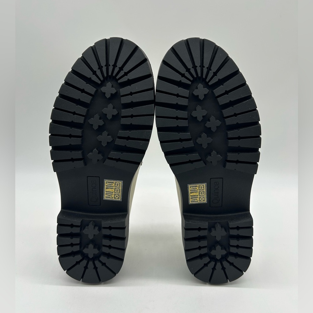 Quince Italian Leather Lug Sole Loafers Bone Ivory Platform Shoes Size 8.5 NWB - Picture 9 of 10